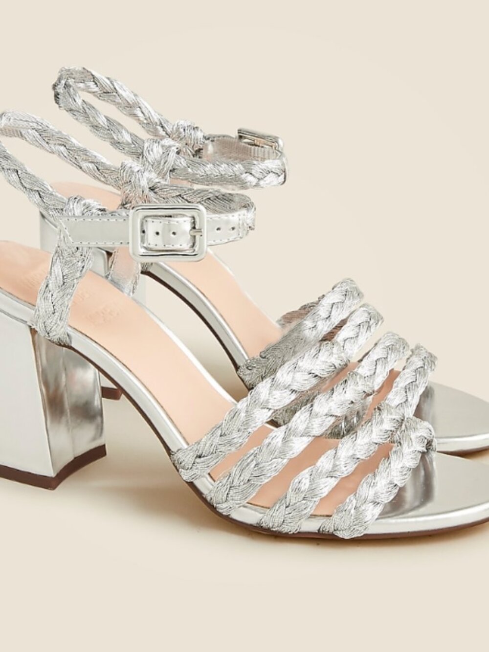 Maryam Nassir Zadeh X J.Crew braided block-heel sandals in metallic